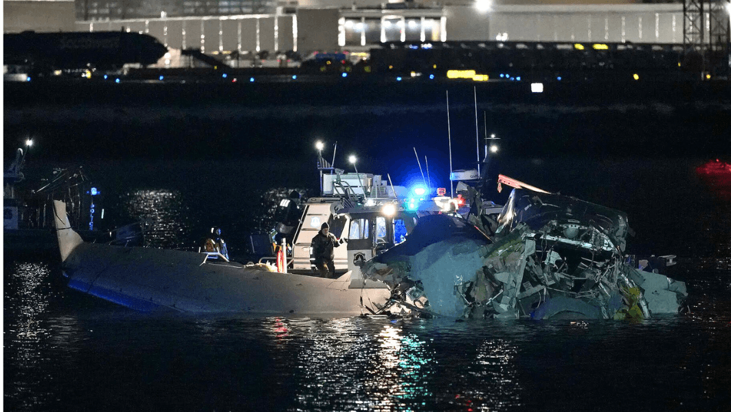 Midair Collision Near Washington, DC: American Airlines Plane and Black Hawk Helicopter Crash Over Potomac River